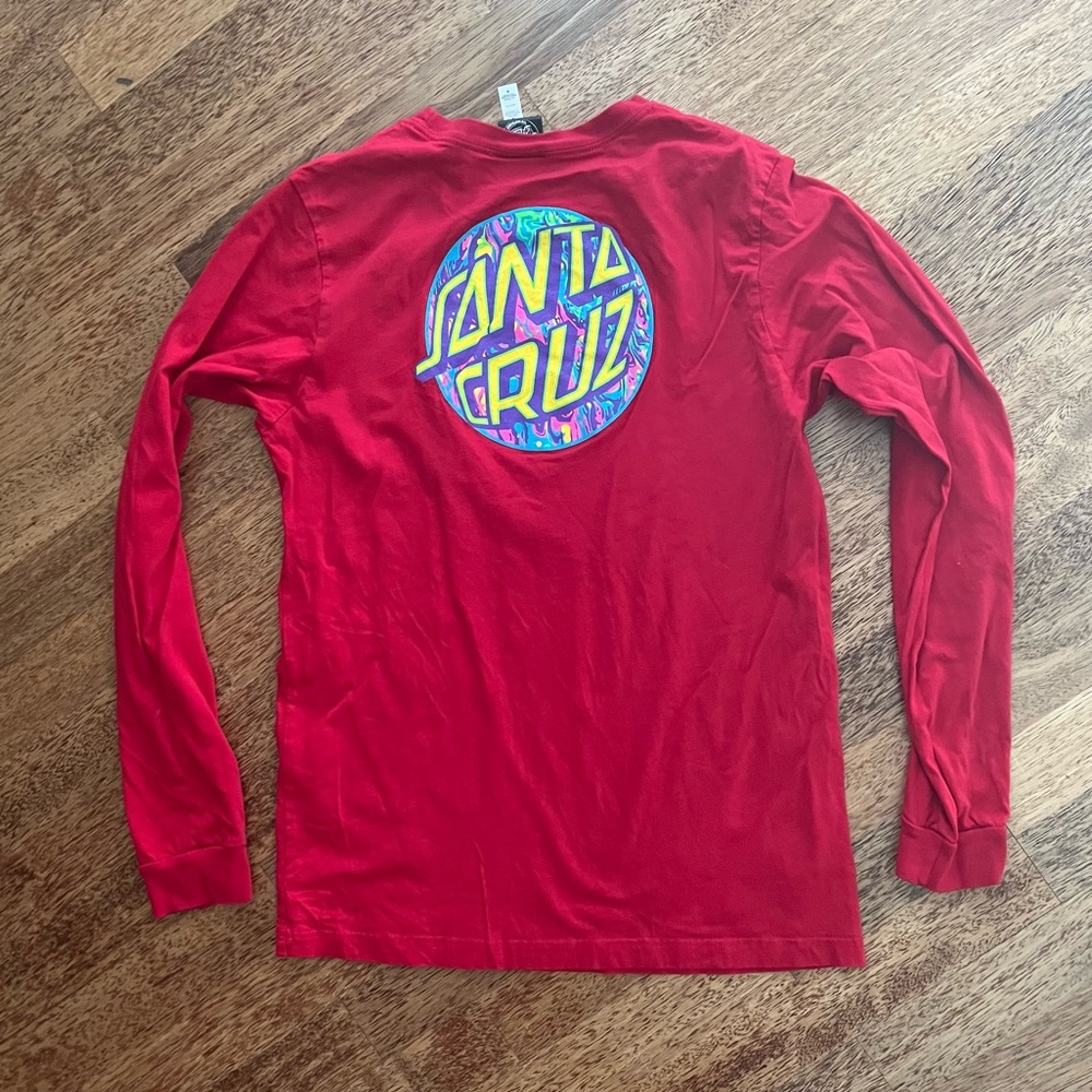 Santa Cruz Skateboards T-Shirt Long Sleeve Red Mens Medium Graphic Logo